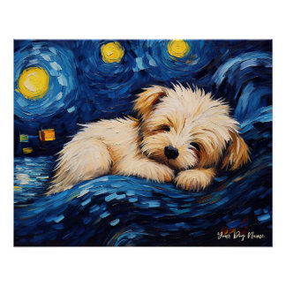 De sterrennacht - Maltezer Hond 003 - Qian wan Gog Perfect Poster