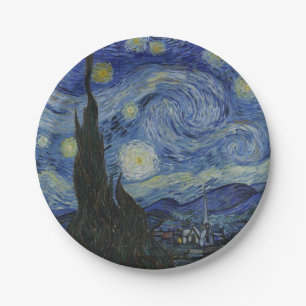 De sterrennacht, olieverfschilderij, Vincent Van G Papieren Bordje