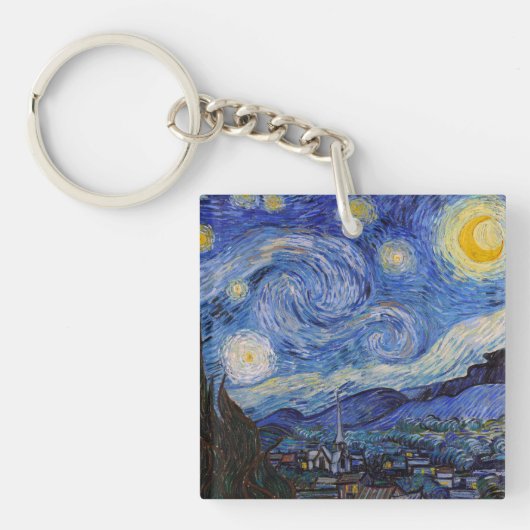 De sterrennacht: Saint-Rémy door Vincent van Gogh Sleutelhanger (Voorkant)