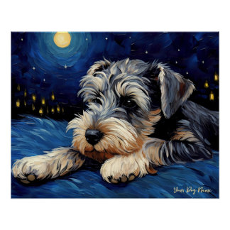 De sterrennacht - Schnauzer Dog 001 - Qian wan Go Perfect Poster