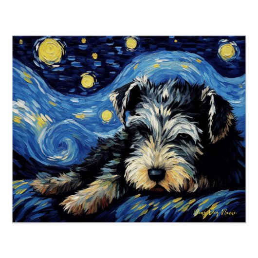 De sterrennacht - Schnauzer Dog 003 - Qian wan Go Perfect Poster (Voorkant)