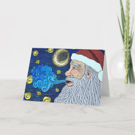 De Sterrennacht van de kerstman in kleur Feestdagen Kaart