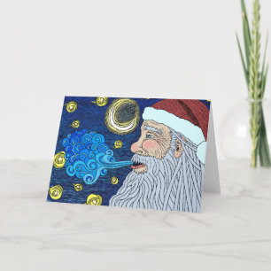 De Sterrennacht van de kerstman in kleur Feestdagen Kaart