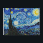 De Sterrennacht Van Gogh Art print Briefkaart<br><div class="desc">Dit iconische schilderij van 1889 van Vincent van Gogh shows een scène uit het uitzicht van zijn slaapkamer in het asiel waarin hij verbleef. Het gebruikt rijke blauwe pigmenten,  en vrij zeldzaam Indische Gele pigment. Verrassend genoeg lijkt het erop dat hij er niet erg van hield.</div>