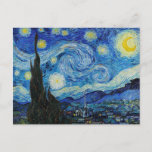 De Sterrennacht Van Gogh Art print Briefkaart<br><div class="desc">Dit iconische schilderij van 1889 van Vincent van Gogh shows een scène uit het uitzicht van zijn slaapkamer in het asiel waarin hij verbleef. Het gebruikt rijke blauwe pigmenten,  en vrij zeldzaam Indische Gele pigment. Verrassend genoeg lijkt het erop dat hij er niet erg van hield.</div>