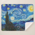 De Sterrennacht | Van Gogh | Sherpa Deken<br><div class="desc">De Sterrennacht is een schilderij van de Nederlandse Post-Impressionistische schilder Vincent van Gogh. Het schildert in juni 1889 en toont het uitzicht uit het oostelijke gedeelte van zijn asielkamer op Saint-Rémy-de-Provence,  vlak voor zonsopgang,  met toevoeging van een denkbeeldig dorp.</div>
