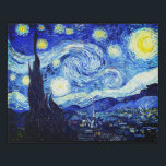 De Sterrennacht van Van Gogh Imitatie Canvas Print<br><div class="desc">Van Gogh schilderde in 1889 'De Sterrennacht' uit het geheugen, terwijl hij in Frankrijk in een asiel zat, waar hij zich aansloot voor depressie.De scène toont het uitzicht uit zijn slaapkamerraam. Op het schilderij staan de maan, Venus en veel sterren omringd door zwenken van geel en wit licht.Onderaan bevindt zich...</div>