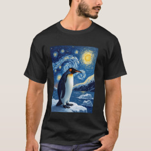 De sterrennacht van Van Gogh Pinguïn Tuxedo Vogel T-shirt