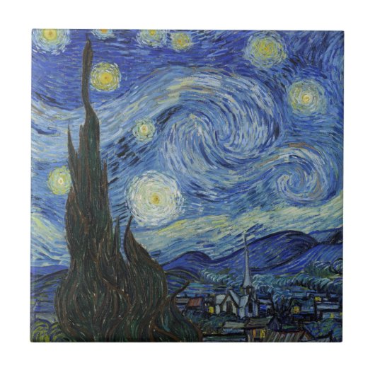 De Sterrennacht van Van Gogh Tegeltje (Voorkant)