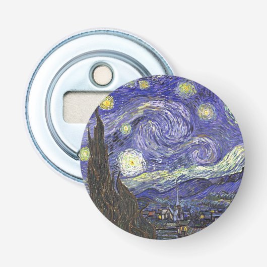 De sterrennacht van Vincent van Gogh Button Flesopener (Voorkant)