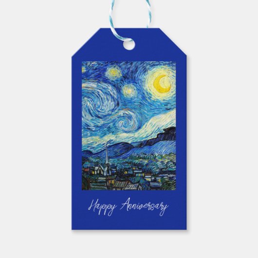 De Sterrennacht van Vincent Van Gogh Cadeaulabel (Voorkant)
