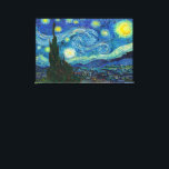 De Sterrennacht van Vincent van Gogh Canvas Afdruk<br><div class="desc">De nachtelijke hemel van Van Gogh is een doek van wervelende energie. Onder de exploderende sterren blijft het dorp een plaats van serene orde. De cipres verbindt de aarde met de lucht en lijkt op vlammen, een boom die traditioneel verbonden is met begraafplaatsen en rouw. Maar voor Van Gogh was...</div>