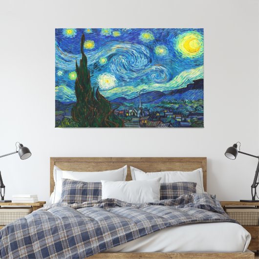 De Sterrennacht van Vincent van Gogh Canvas Afdruk (Insitu (Slaapkamer))