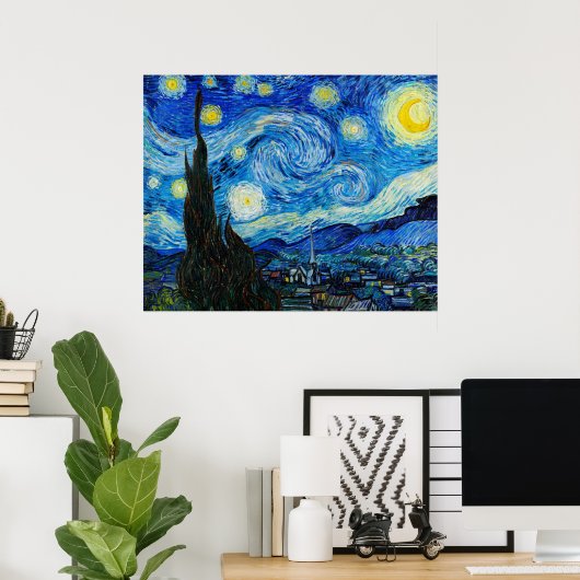 De Sterrennacht van Vincent Van Gogh Poster (Thuiskantoor)
