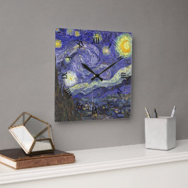 De sterrennacht van Vincent van Gogh Vierkante Klok