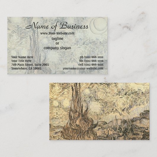 De Sterrennacht van Vincent van Gogh Visitekaartje (Voorkant / Achterkant)