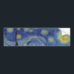 De Sterrennacht (Vincent van Gogh) (bekende kunst) Bumpersticker<br><div class="desc">In dit ontwerp staat een beroemd schilderij van de Nederlandse Post-Impressionistische schilder Vincent van Gogh (1853-1890). Het schildert het uitzicht af uit het oostelijke raam van zijn asielkamer op Saint-Rémy-de-Provence, vlak voor zonsopgang; Van Gogh voegde ook een denkbeeldig dorp toe aan de scène. "De Sterrennacht" is een van de meest...</div>