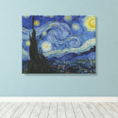 De Sterrennacht (Vincent van Gogh) (bekende kunst) Canvas Afdruk (Insitu (Houten vloer))