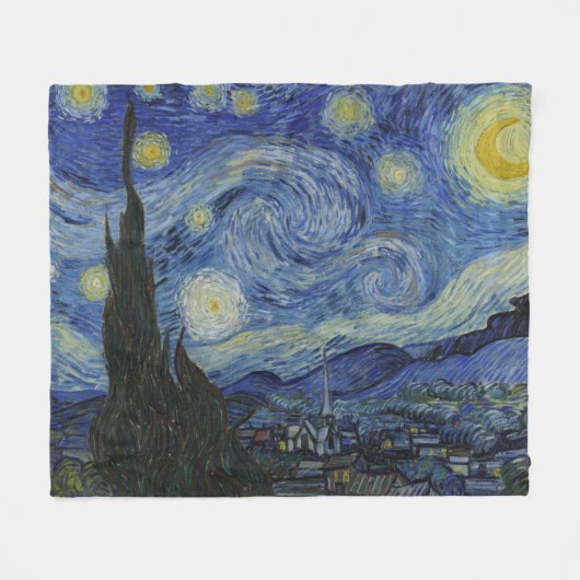 De Sterrennacht (Vincent van Gogh) (bekende kunst) Fleece Deken (Voorkant (Horizontaal))