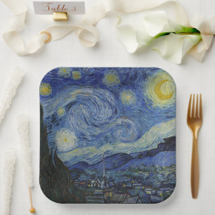 De Sterrennacht (Vincent van Gogh) (bekende kunst) Papieren Bordje