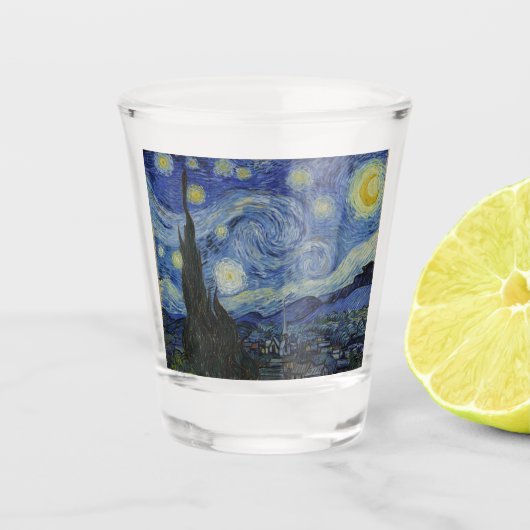 De Sterrennacht (Vincent van Gogh) (bekende kunst) Shot Glas (Voorkant)