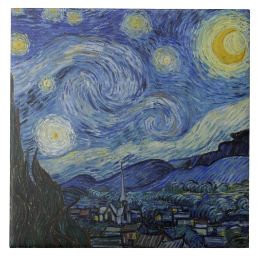 De Sterrennacht (Vincent van Gogh) (bekende kunst) Tegeltje (Voorkant)