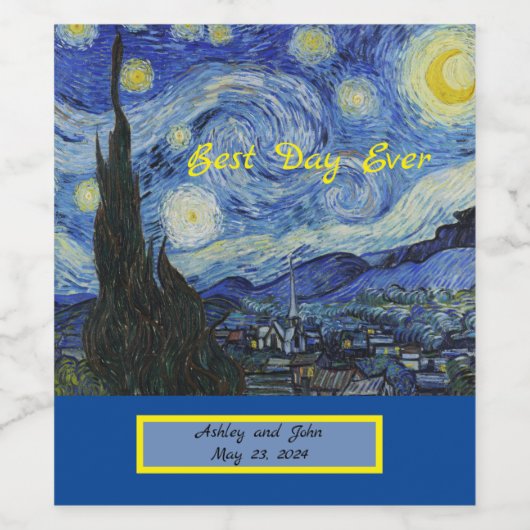 De Sterrennacht - Vincent Van Gogh Wijn Etiket (Enkel label)