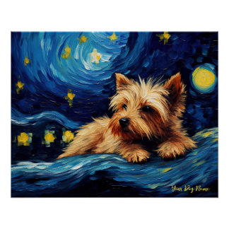 De sterrennacht - Yorkshire Terrier Dog 001 - Qia Perfect Poster