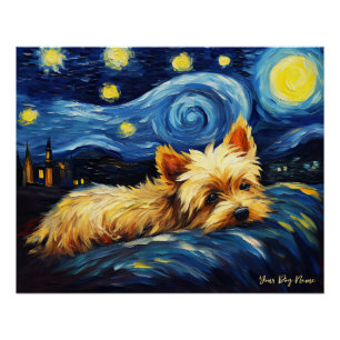 De sterrennacht - Yorkshire Terrier Dog 003 - Qia Perfect Poster