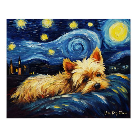De sterrennacht - Yorkshire Terrier Dog 003 - Qia Perfect Poster (Voorkant)