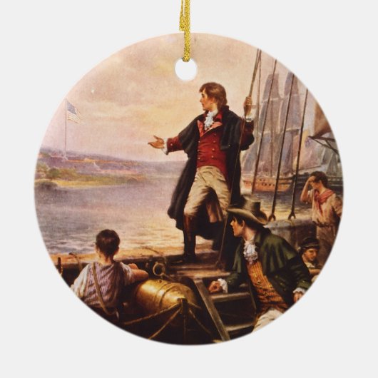 De stervormige banner van Percy Moran Keramisch Ornament (Achterkant)