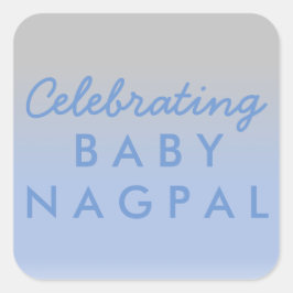 De Sticker Baby Blue Silver Ombre Shower