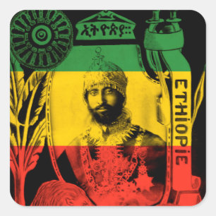 De Sticker Rode Gouden Groene Rasta van Selassie