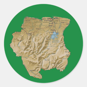 De Sticker van de Kaart van de Suriname