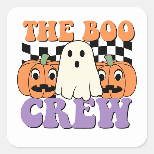 De Sticker van het Boo Crew Cute Halloween Square (Voorkant)