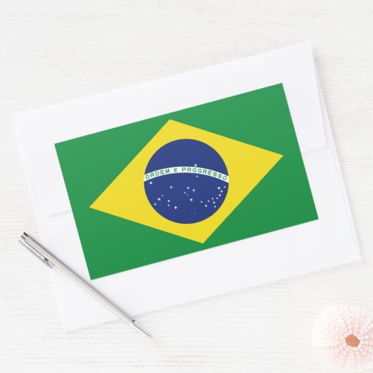 De stickers van de Braziliaanse vlag. Bestel progr (Envelop)