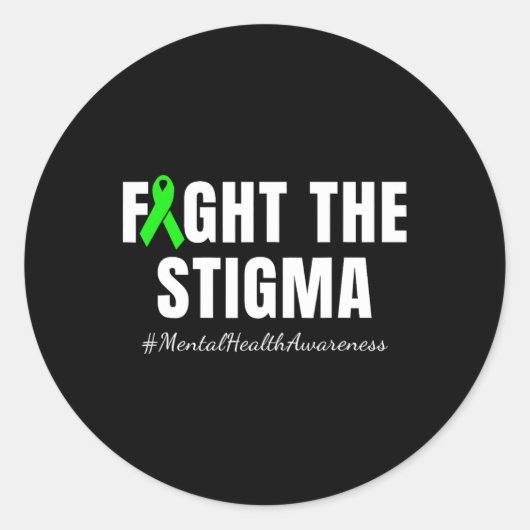 De Stigma Mental Health Awareness maand groen Ronde Sticker (Voorkant)