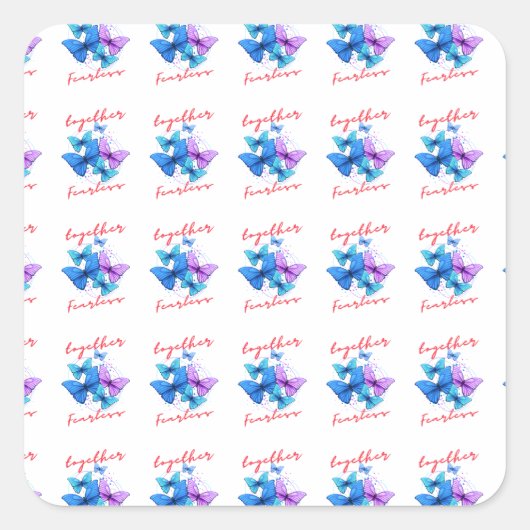 De stijgende Vlinders: Een Symbool van Hoop en Tra Vierkante Sticker (Voorkant)