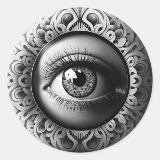 De stijl Eye Fornasetti Ronde Sticker (Voorkant)