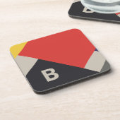 De Stijl inspireerde primair gekleurde vierkanten Bier Onderzetter (Linkerzijde)