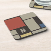 De Stijl inspireerde primair gekleurde vierkanten  Bier Onderzetter (Linkerzijde)