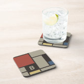 De Stijl inspireerde primair gekleurde vierkanten  Bier Onderzetter (Rechterzijde)
