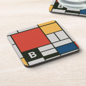 De Stijl inspireerde primair gekleurde vierkanten  Bier Onderzetter (Linkerzijde)