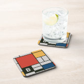 De Stijl inspireerde primair gekleurde vierkanten  Bier Onderzetter (Rechterzijde)