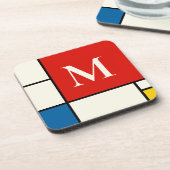 De Stijl inspireerde primair gekleurde vierkanten  Bier Onderzetter (Linkerzijde)