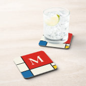 De Stijl inspireerde primair gekleurde vierkanten  Bier Onderzetter (Rechterzijde)