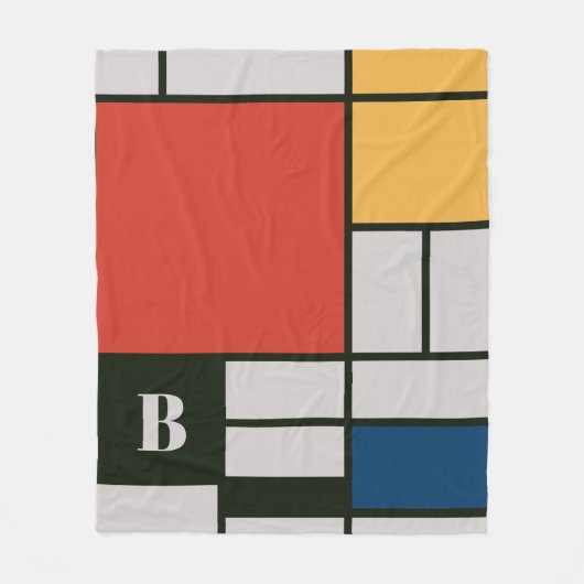 De Stijl inspireerde primair gekleurde vierkanten  Fleece Deken (Voorkant)