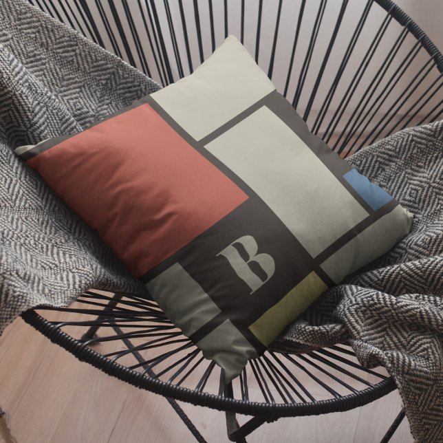 De Stijl inspireerde primair gekleurde vierkanten  Kussen (Creator heeft geüpload)