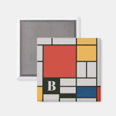De Stijl inspireerde primair gekleurde vierkanten  Magneet (Voorkant / Achterkant)