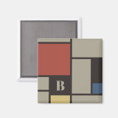 De Stijl inspireerde primair gekleurde vierkanten  Magneet (Voorkant / Achterkant)